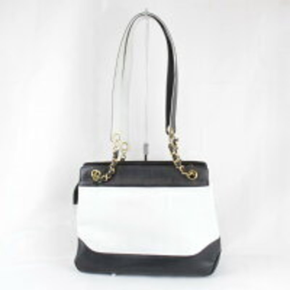 Chanel Shoulder White Tone Leather Two Chain Bag